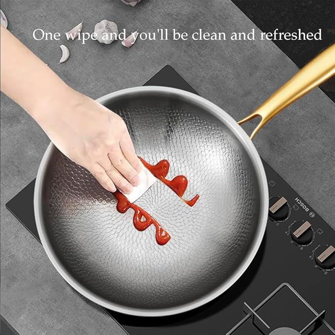 Titanium Hammered wok, sartén rectangular de titanio 11.02in miniatura 6