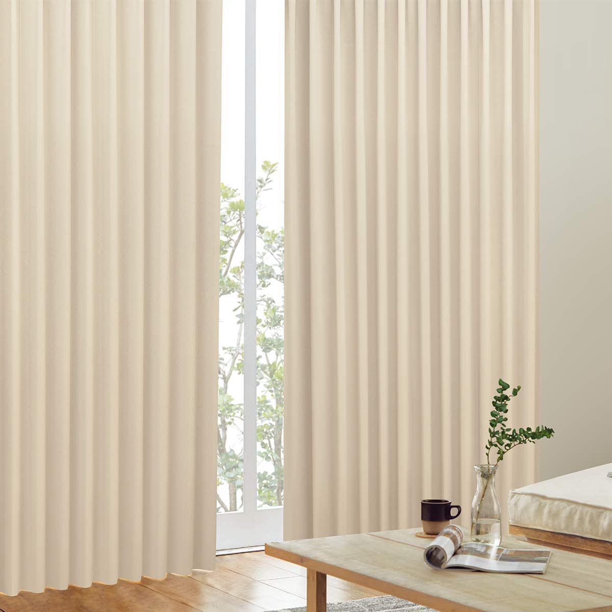 K-wave 遮光1級　防炎　遮光　WS縫製　エクリュ100cmx178cm2枚 Amazon｜カーテンくれない 「K-wave-D-plain WS縫製」 1級遮光 × 1級