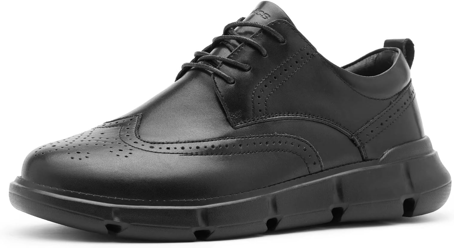 Men's Orthopedic Leather Dress Walking Shoes: Comfortable Indoor Plantar Fasciitis Arch Support High Instep Fashion Sneakers, Casual Fit Cushion Sole Flat Feet Golf Gowalk Oxfords Black Size 9.5