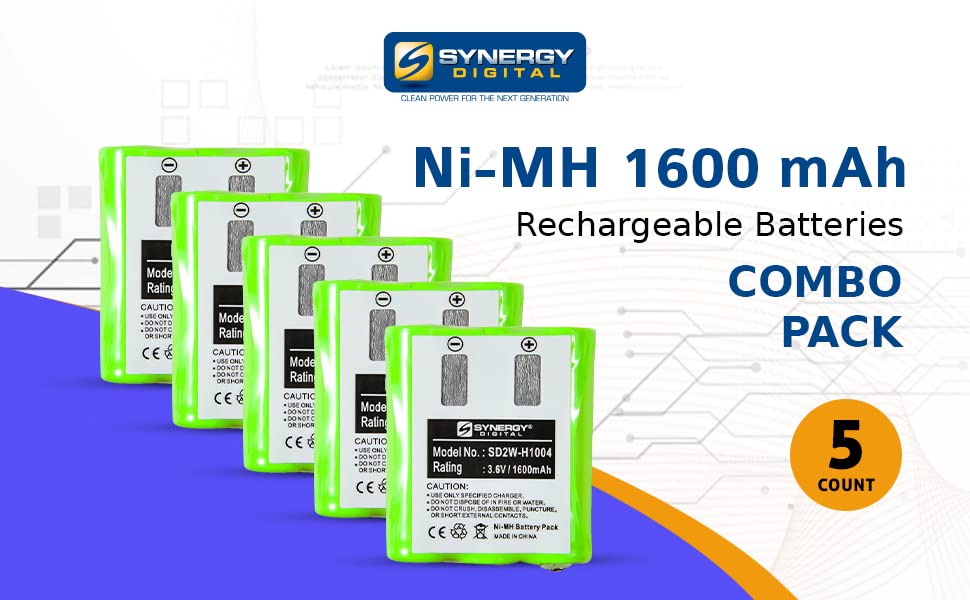 Synergy Digital Motorola KEBT-650 2-Way Radio Battery Combo Pack - 3 Rechargeable Batteries