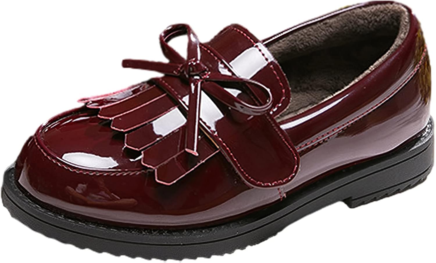 Girls Dress Shoes Kid Slip on Oxford Wedding Church Dress Microfiber School Uniform Loafer Flats