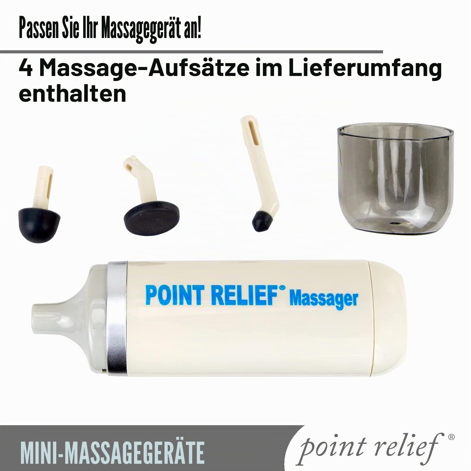 Point Relief Mini Massager mit Zubehör | Vibration | Vibrationsmassage | Massagegerät