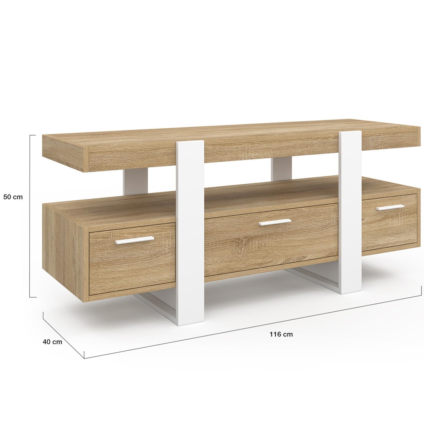 IDMarket - TV-Möbel 116 cm Phoenix mit Schubladen aus Holz und Weiß