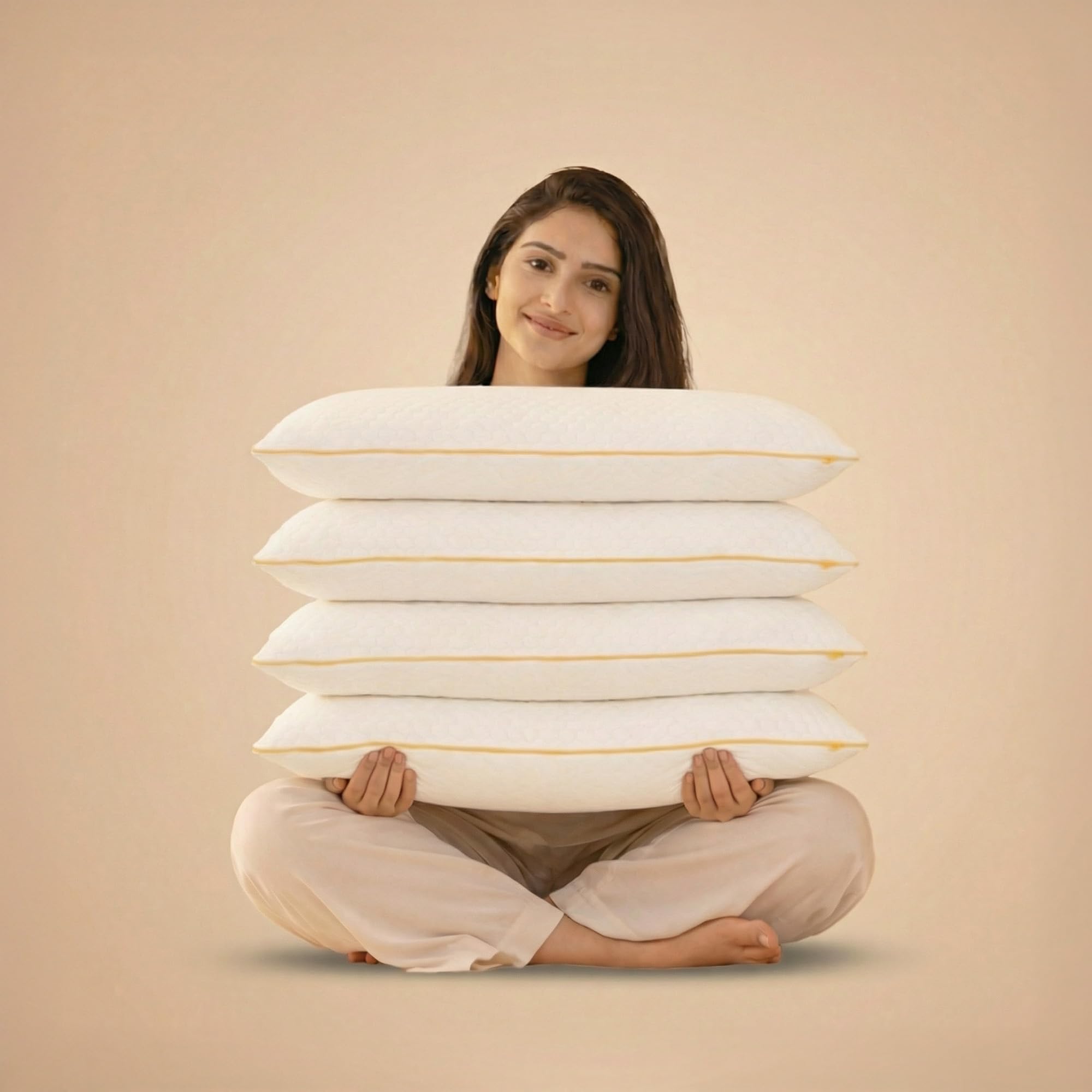 SleepyCat Memory Foam Pillow | Regular Size Orthopedic Support for Neck & Shoulders | No Sagging, Breaking or Flattening | Perforated Real Memory Foam for Airflow | White, Set of 4 (22 x 14 inches)
