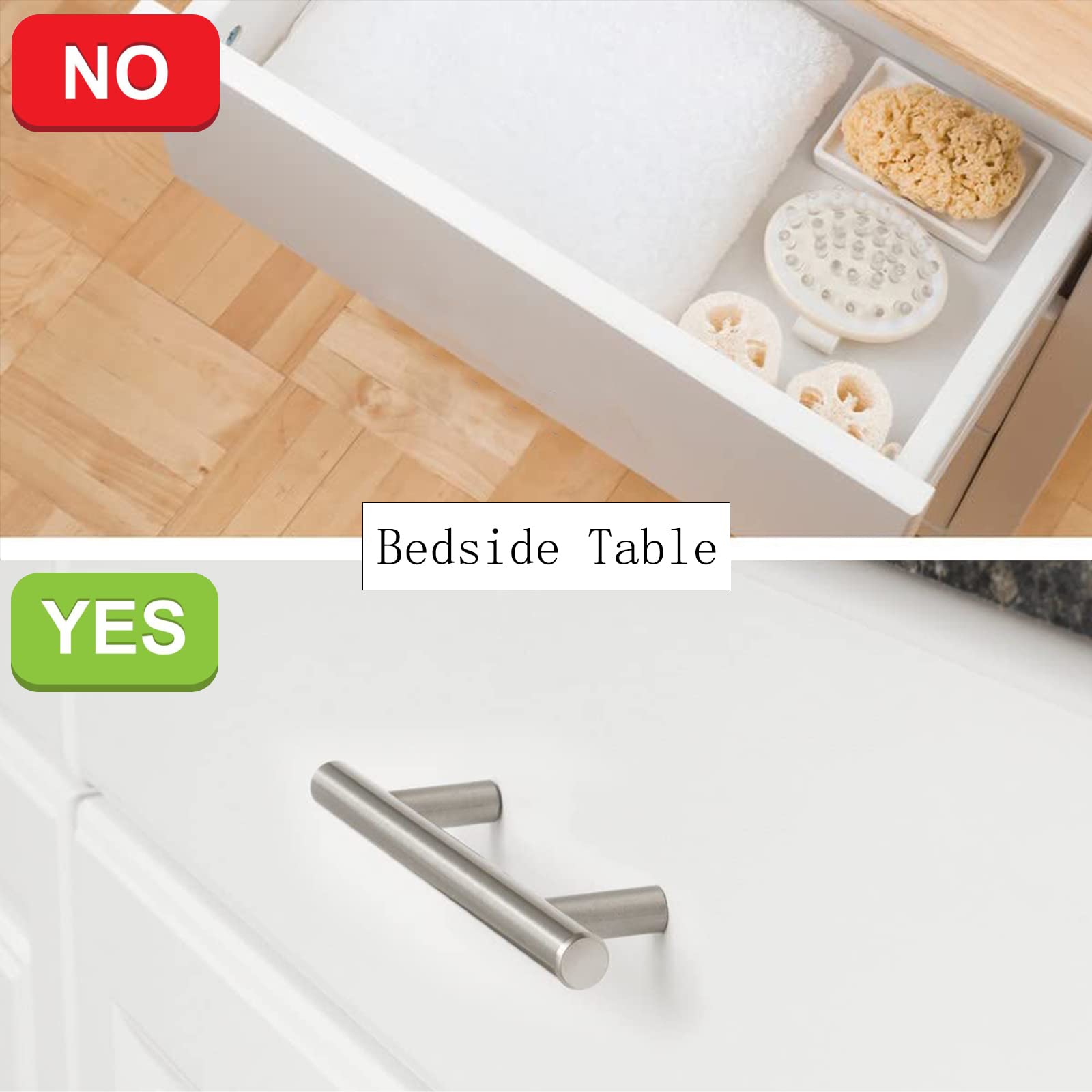 SRHIMEOS Lot de 2 Poignées de Porte de Placard en Acier Inoxydable Entraxe pour Porte d'armoire Poignées de Porte de Cuisine avec Vis(Argent) (Hole Distance 64mm)