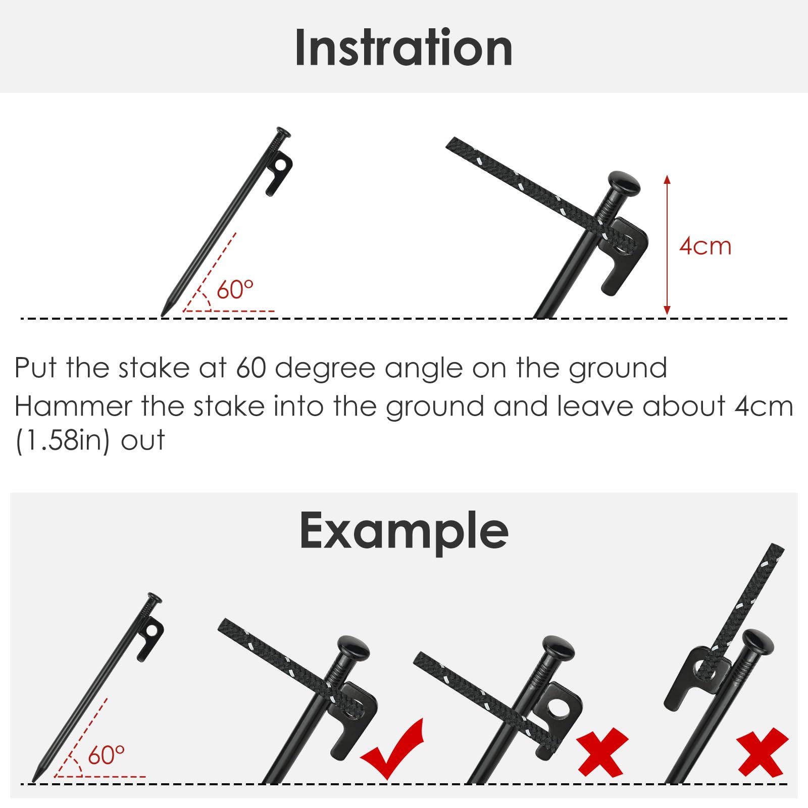 Picchetti Per Tenda RUNYU - 8 Pezzi In Acciaio, 30 Cm, Resistenti Alle Tempeste, Per Outdoor - Foto 4