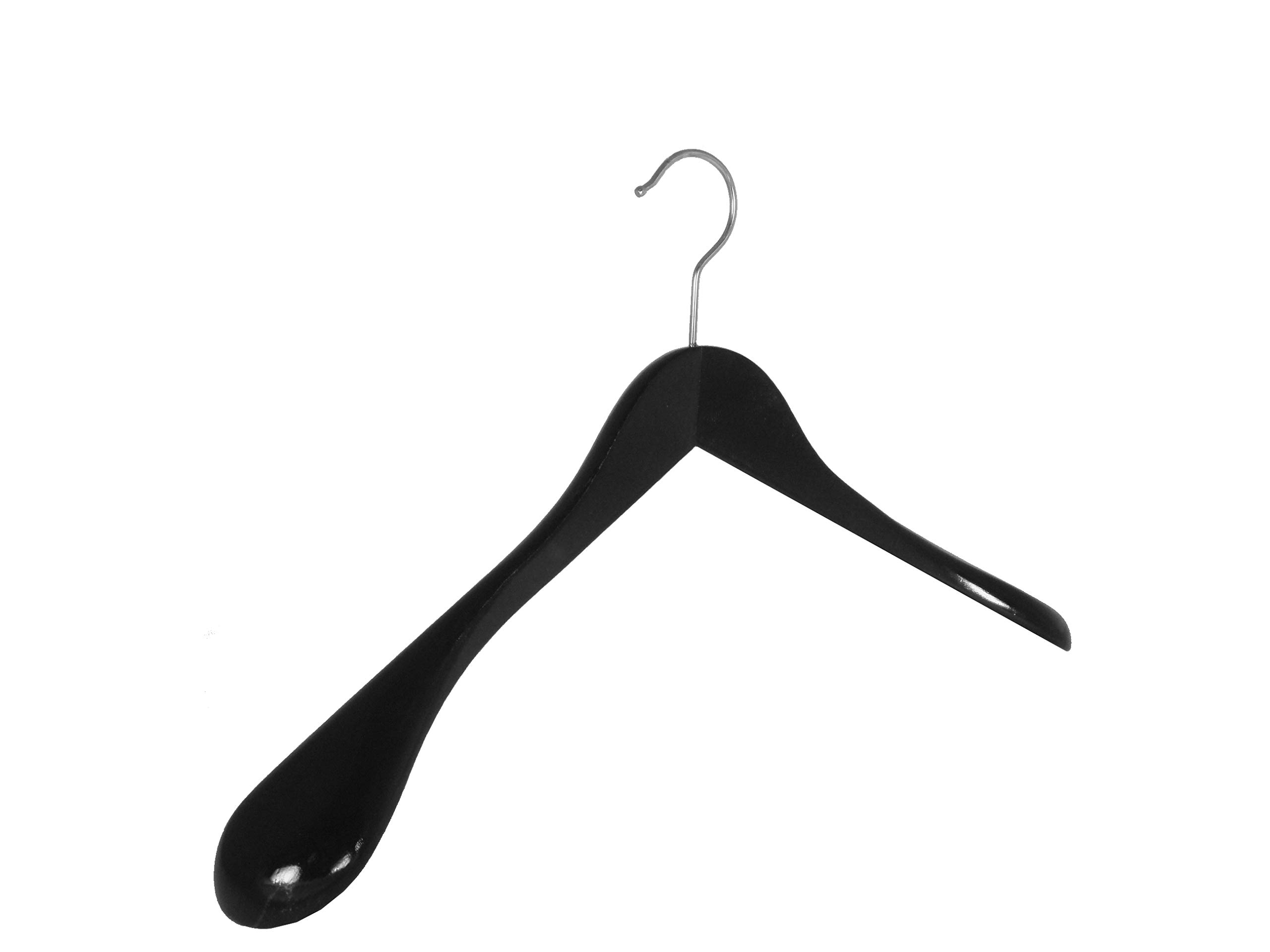 Cintre en bois massif pour vestes et manteaux, large, 45 cm, noir, lot de 5