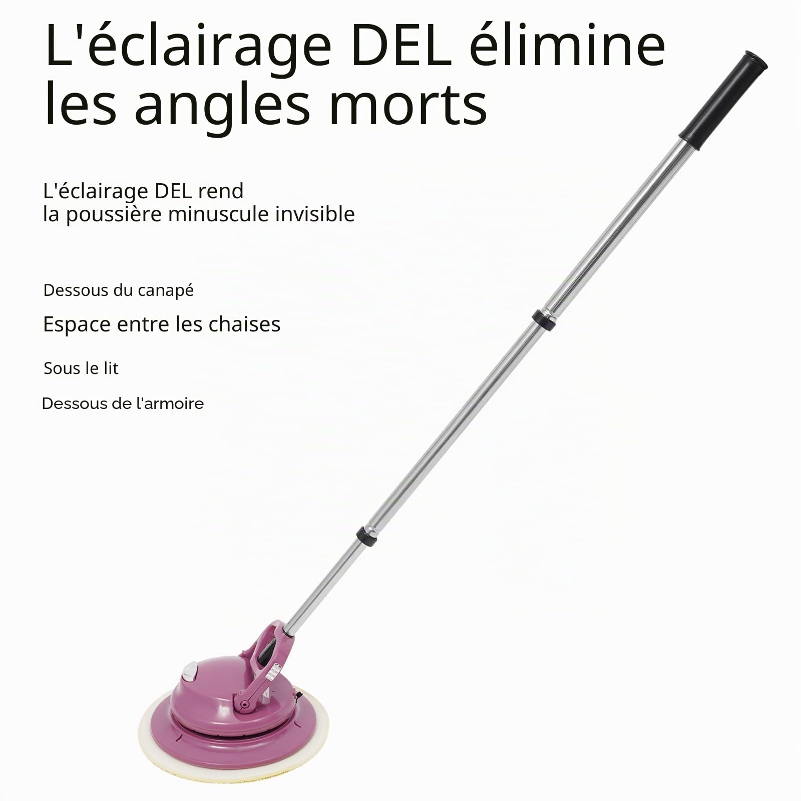 Balai Vapeur sans fil 36W 160tr/min Nettoyeur Sol LED 3 Modes | ABS Acier Inox Durable Vapeur sans fil Sols Maison Cuisine Salon Carrelage Pivot 360 Autonomie 60min