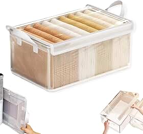 Kit C/4 Caixa Organizadora Com Tampa Transparente e Alças | Cor Branca, Dobrável, Reforçada, Multiuso e Fácil de Limpar | Ideal para Closet, Guarda-Roupa e Lavanderia | Marca Bigzu®