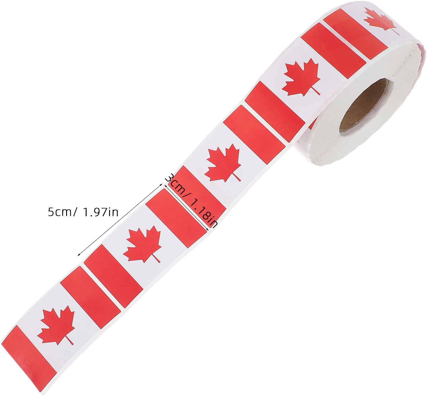 1000pcs Square Canada Flag Stickers Red White Paper Decals