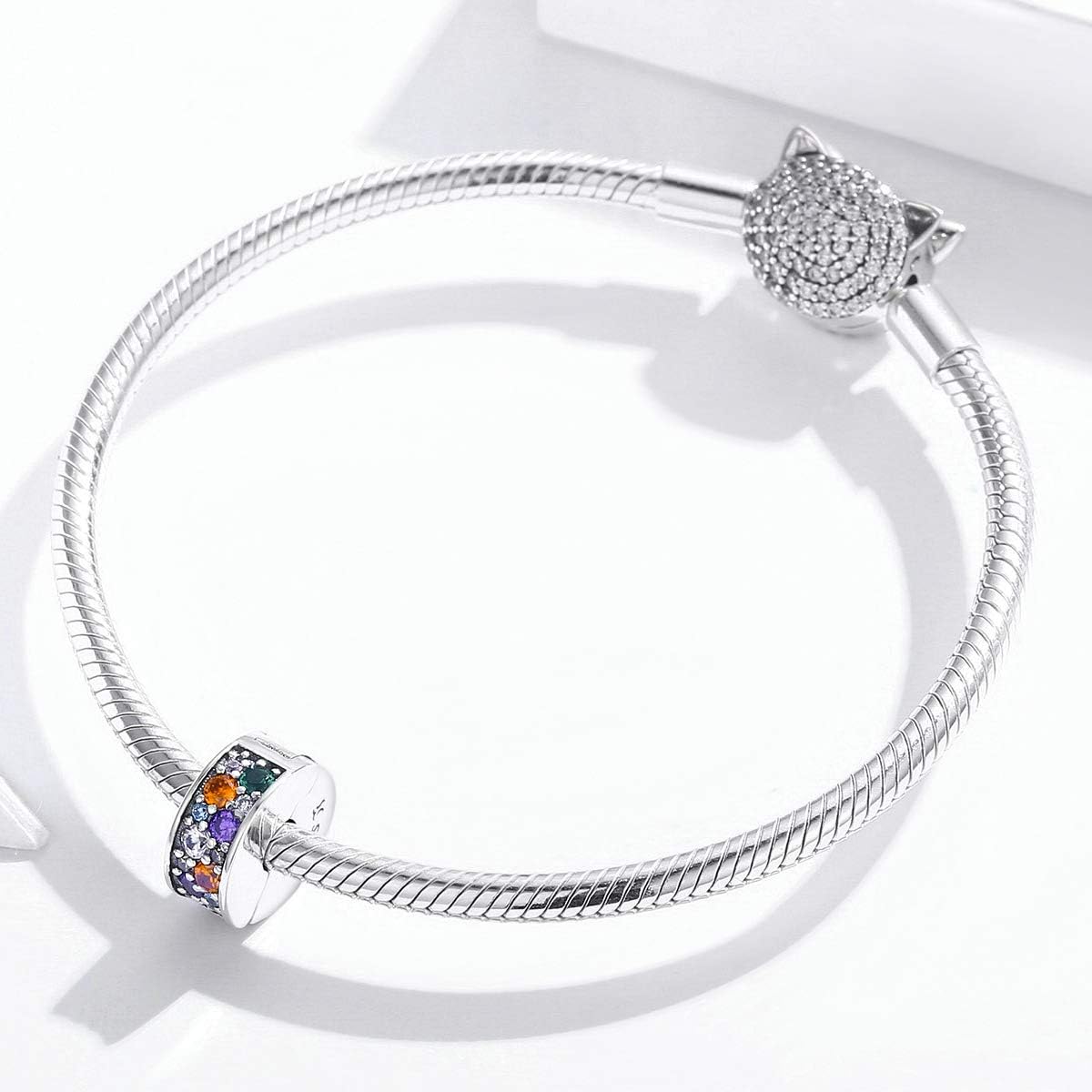 2pc Clip Spacer Charms Bracelets for Women 925 Sterling Silver Blue White Crystal Clip Lock Spacer Stopper Charm Bead for Bracelet - Image 3