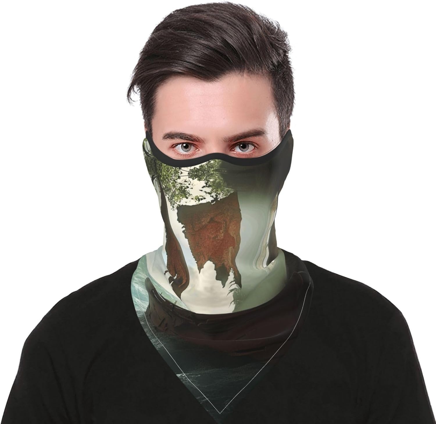 Protection Neck Gaiter Face Cover Pirate ship under the sunshine Balaclava Scarf Mask, Windproof Breathable Sun Shield for Men Women, Skiing Hiking Cycling Outdoor Sports