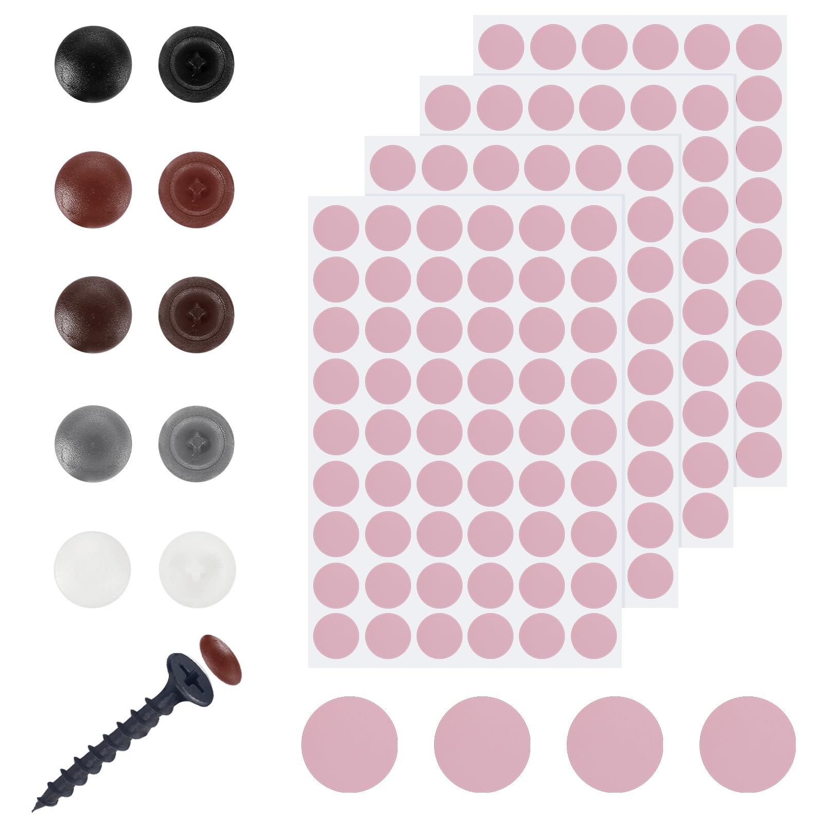 Cache-vis autocollants 21 mm rose masquant les fixations de vos meubles et armoires uxcell