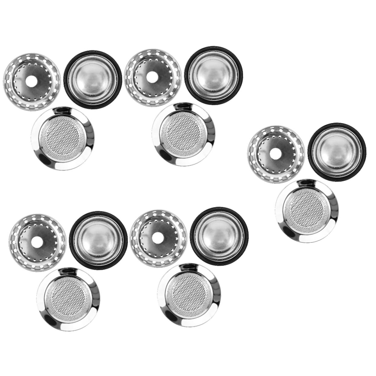 SHINEOFI 5 Ensembles Filtre d'évier pour évier égouttoir passoire de puits Panier de Filtre d'évier de Cuisine Filtre de vidange d'évier en Acier Inoxydable Caoutchouc