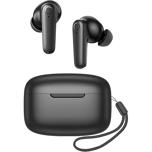 kurdene Wireless Ear Buds Bluetooth 5.4 Headphones 60H Playtime Deep Bass Stereo Earbuds with Mic Comfort Lightweight in Ear Earphones for Workout/Running Black