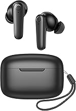 kurdene Auriculares inalámbricos Bluetooth 5.3, 60 horas de reproducción, graves profundos, estéreo con micrófono, cómodos, ligeros, para entrenar/correr, color negro