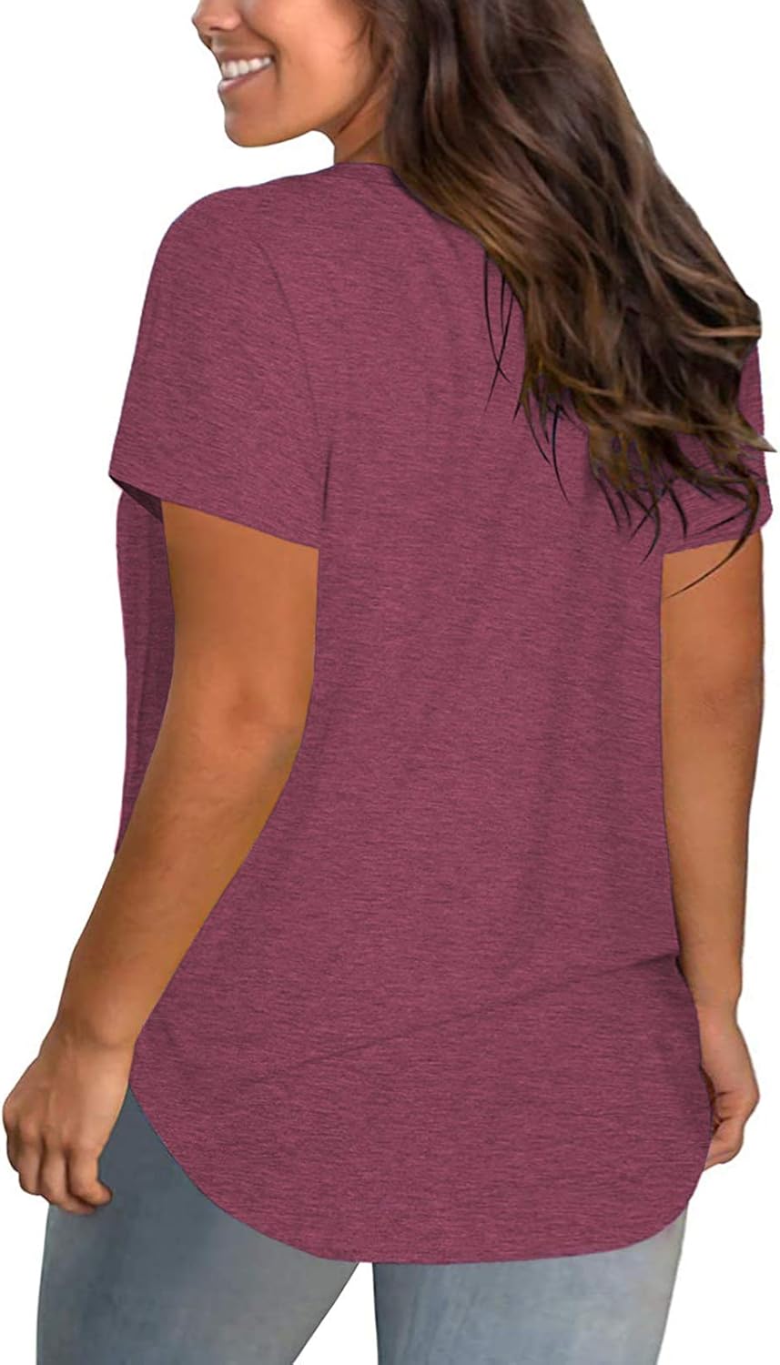 DOLNINE Plus-Size Tops for Women V Neck T Shirts Summer Tunics with Pocket - Image 3