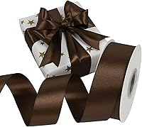 Vista 293 de Cinta de satén rosa polvoriento de doble cara, 3/8 pulgadas x 50 yardas, cintas de poliéster rosa polvoriento para envolver regalos, cinta de tela