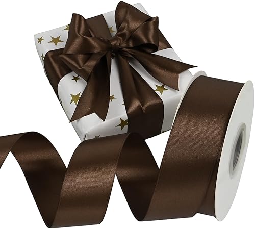 Miniatura 896 de Cinta de satén rosa polvoriento de doble cara de 1/4 pulgadas x 50 yardas, cintas de poliéster polvorientas para envolver regalos, cinta de tela