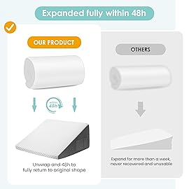 Cozymaker 12 Bed Wedge Pillow for Sleeping After Surgery, Back Support, Leg Elevation, Gerd Acid Reflux, Relief Neck Pain, Sleep Apnea, Snoring, Cooling Memory Foam Triangle Incline Wedge