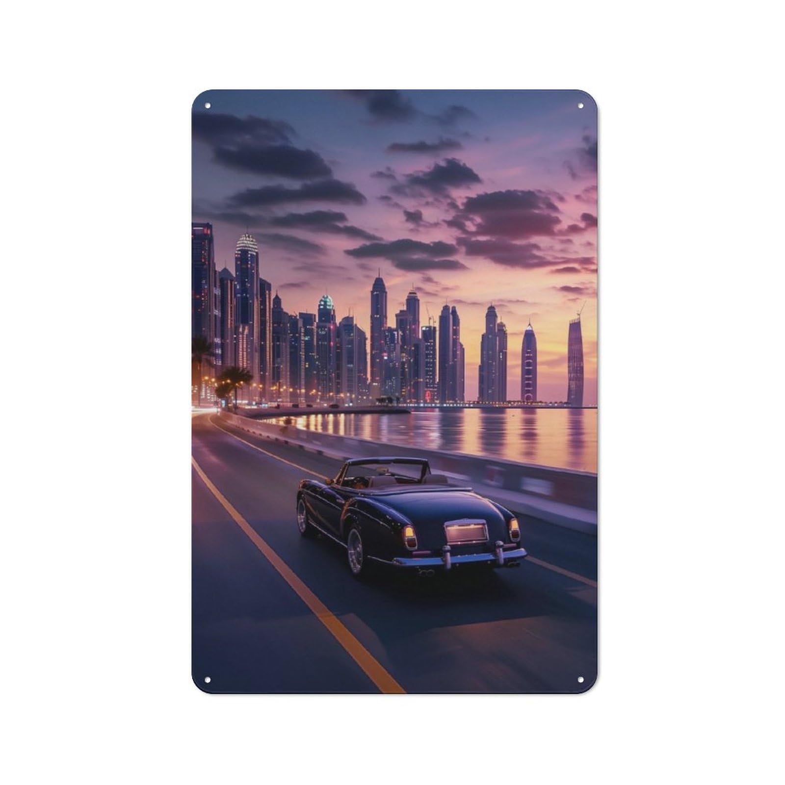 Junmoney Skyline Reflections Retro Metal Wall Sign 30X20cm For Guest Room Or Hallway, New-Space Wall Decor For Home Decor Collectors