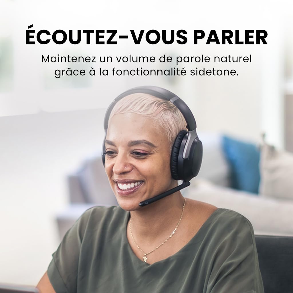 Avantalk Aria 3 - Multifonction Casque Bluetooth & Micro-Casque Sans Fil 2-en-1, Connexion Double (PC & Téléphone), Micro Antibruit, Voix Claire pour Appels & Musique, autonomie 55 h, Port Confortable
