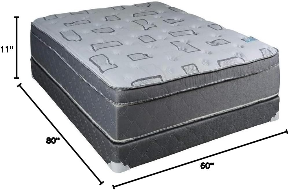 Dream Solutions USA Natural Trophy Medium Plush Eurotop Mattress & Box Spring (Queen Size) - Sleep System with Enhanced Foam Encased Support, Fully Assembled, Orthopedic