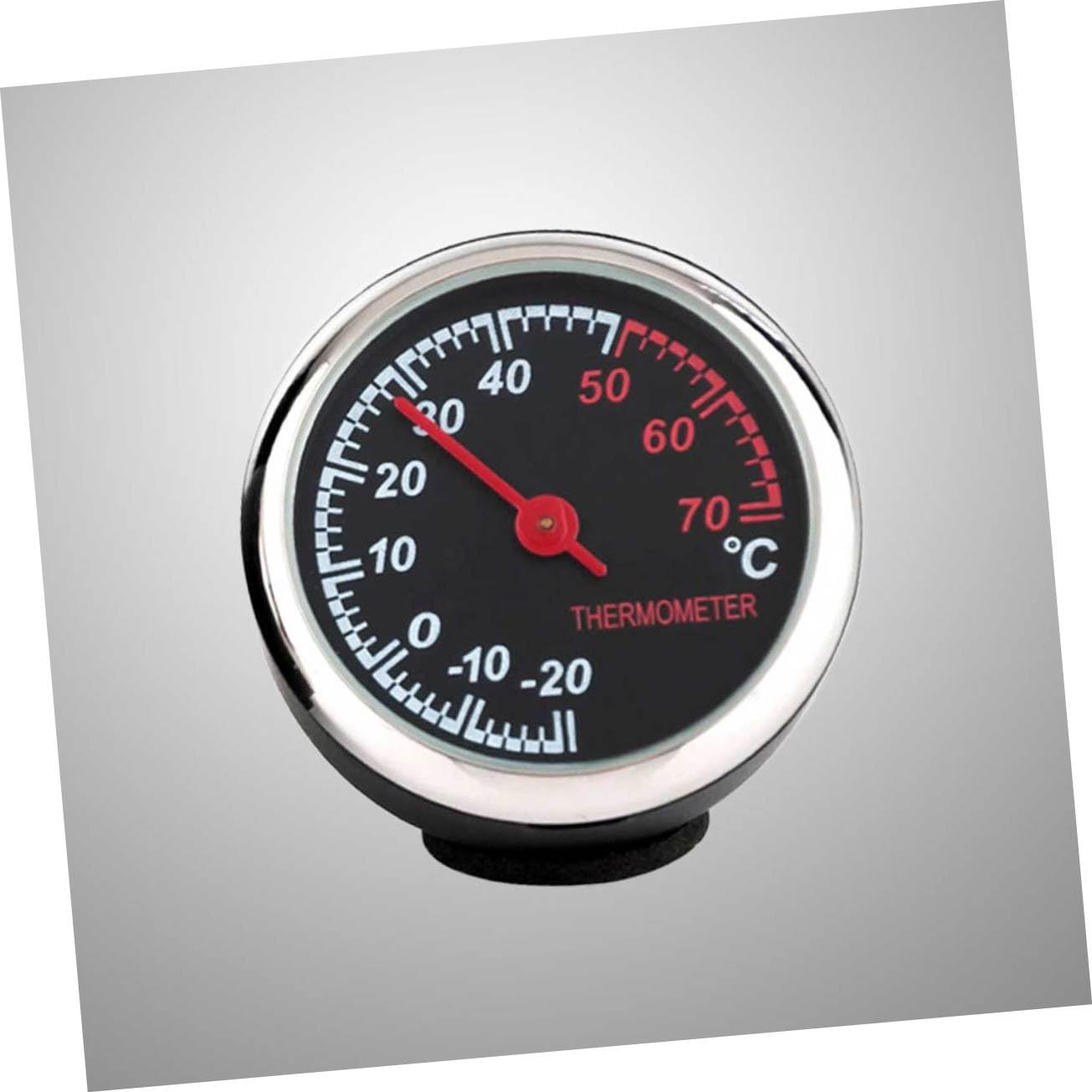 HEALLILY Car Supplies Steel Core Pointer Thermometer Digital Clock Adhesive Back for Vent