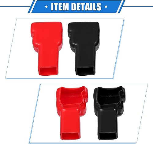Miniatura 5 de 1 par de cubiertas de aislamiento de terminales de batería, 0.827 x 0.591 in, tapa universal para poste de batería de automóvil, motocicleta,