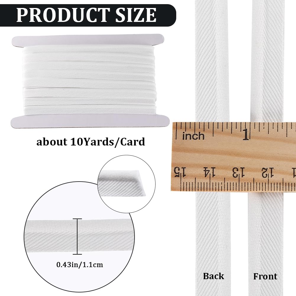 GORGECRAFT 10 Yards*11mm Piping Bias Tape White Piping Trim Cord Polyester Ribbons for Sewing Craft Binding Tape Hemming Sewing Seaming Piping Quilting Clothing Accessories Wrapping Cord Trim - Image 2