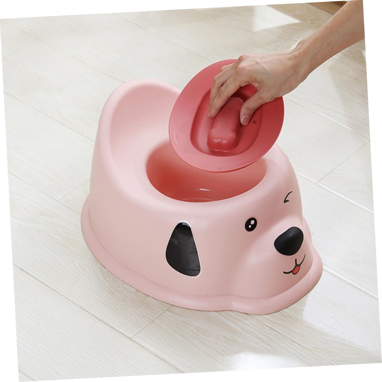 Portable Toddler Potty Training Toilet for Girls – Cartoon Design With Lid Easy to Clean for Travel Camping and Home Use