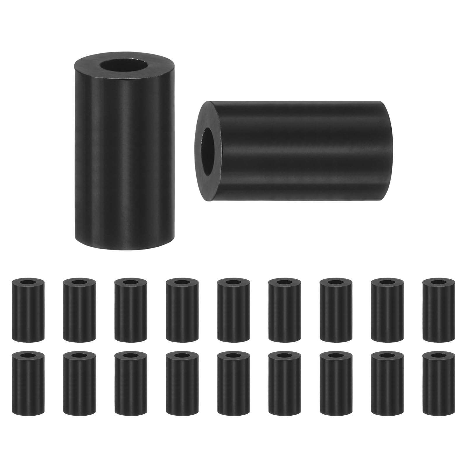 M METERXITY 200 Pack Nylon Washers, 3.2mm ID 7mm OD 12mm Length Round Plastic Spacer Washer Standoff Non-Threaded for M3 Screws/Bolts/Electrical Outlet/Switch Receptacle[Black]
