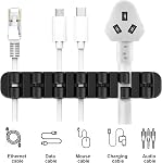 SOULWIT Clips de porte-câbles mis à jour, 3-Pack Cable Management Cord Organizer Clips Silicone Autocollant pour Bureau USB Câble de recharge Cable Power Cord Mouse Câble PC Maison de bureau (3/5/7 Fente, Noir)