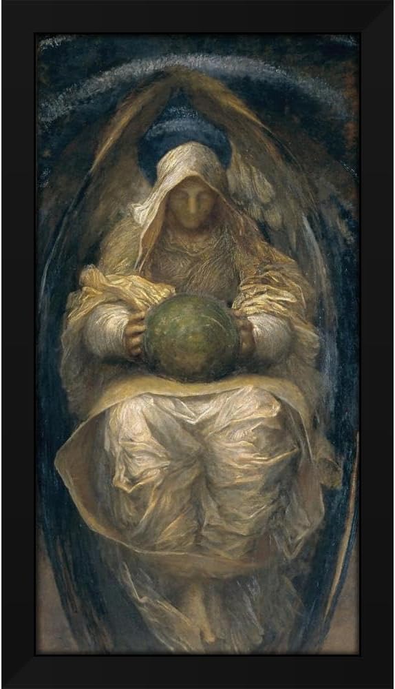 George Frederic Watts 14x24 Black Modern Framed Art Print Titled: The All-Pervading (1887)