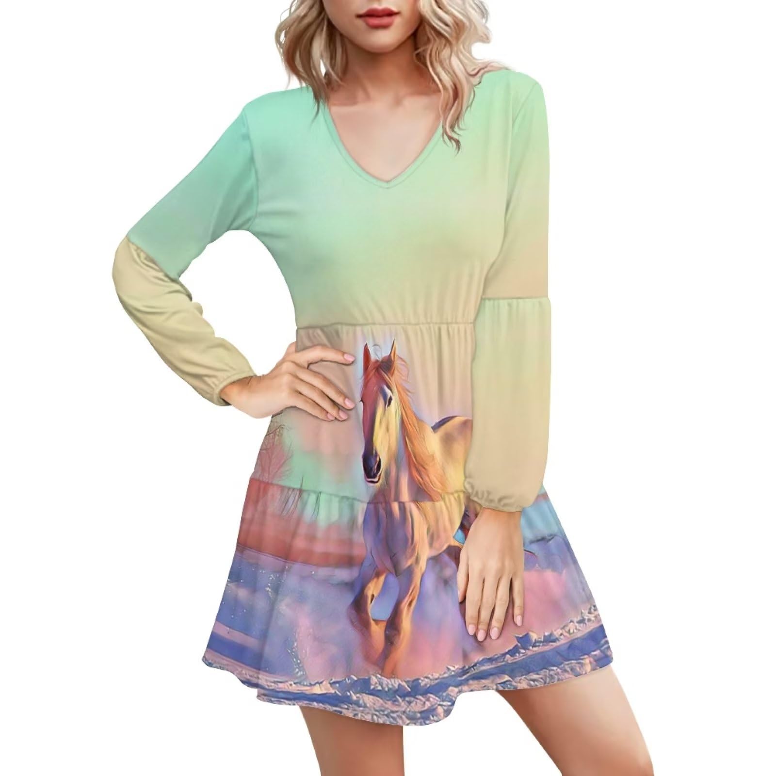 Cute Summer Dresses Plus Size Flowy Fall Dress for Women Beach Dress for Wedding Guest Size S-4XL