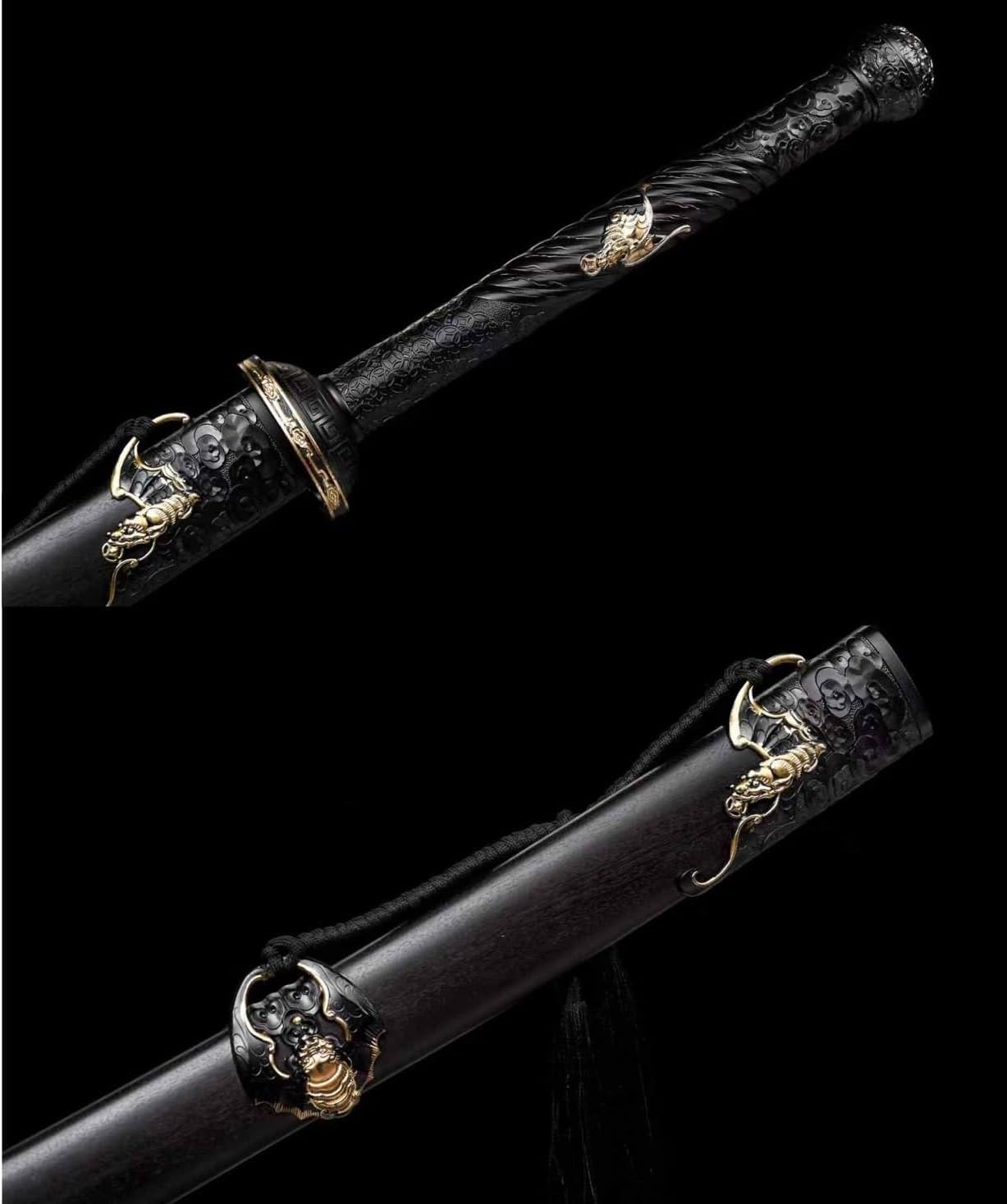 Hand-Forged Chinese Qing Dao Sword – Traditional Longquan Craftsmanship, 45.3" High Manganese Steel Blade, Blackwood Scabbard, LOONGSWORD Collection