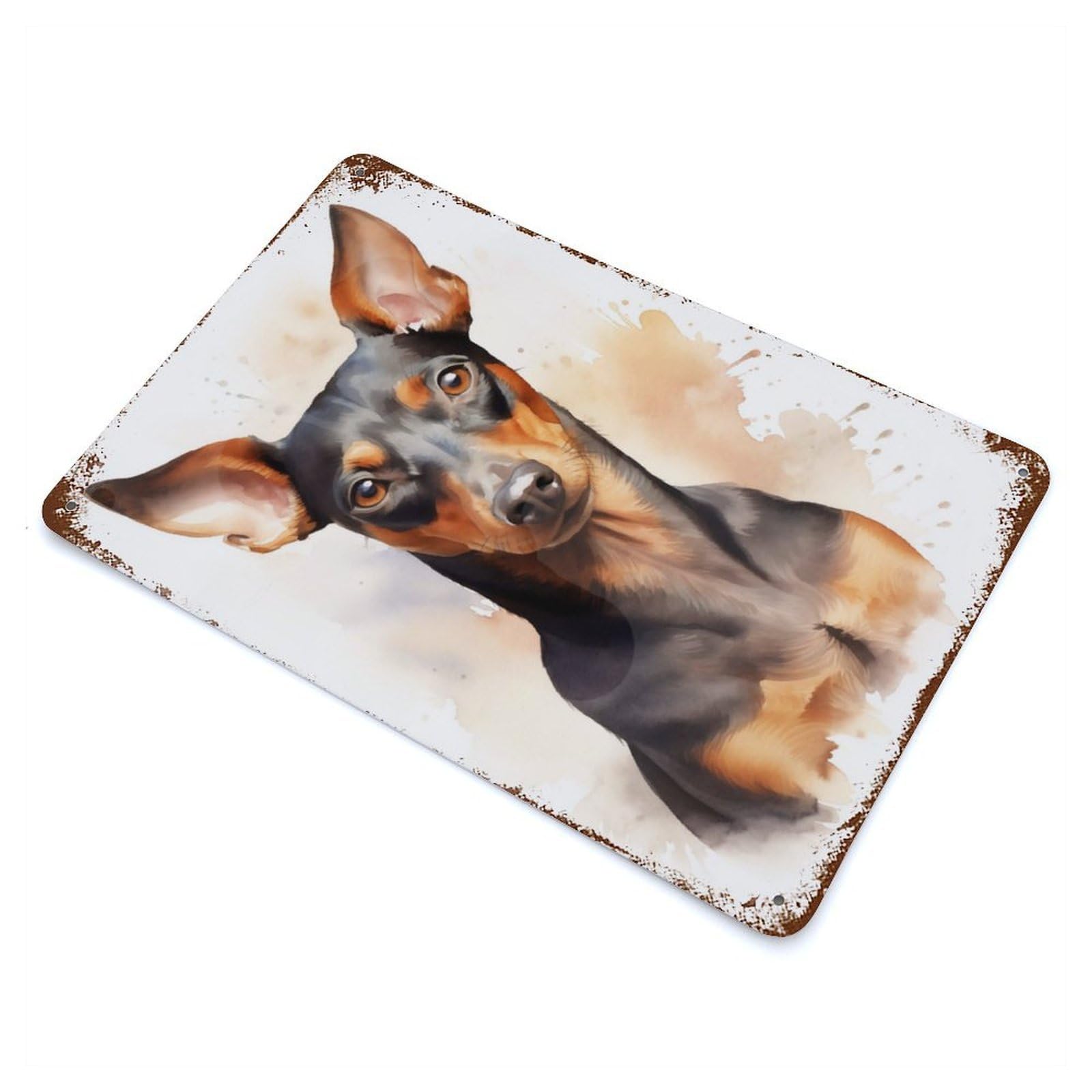German Pinscher Portrait Decorative Tin Sign 11.8"x7.9", for Bistro, Counter And Cafe Decor, Classic Wall Plaque
