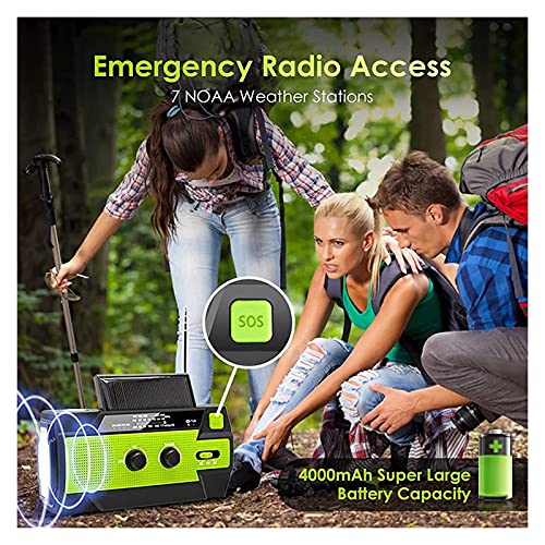 Image of 4000mAh Weather Radio Portable Emergency Radio with 3 Ways Powered AM /FM /NOAA Weather Alert Portable Radio with SOS Alarm Flashlight Reading Lamp and Cellphone Charger