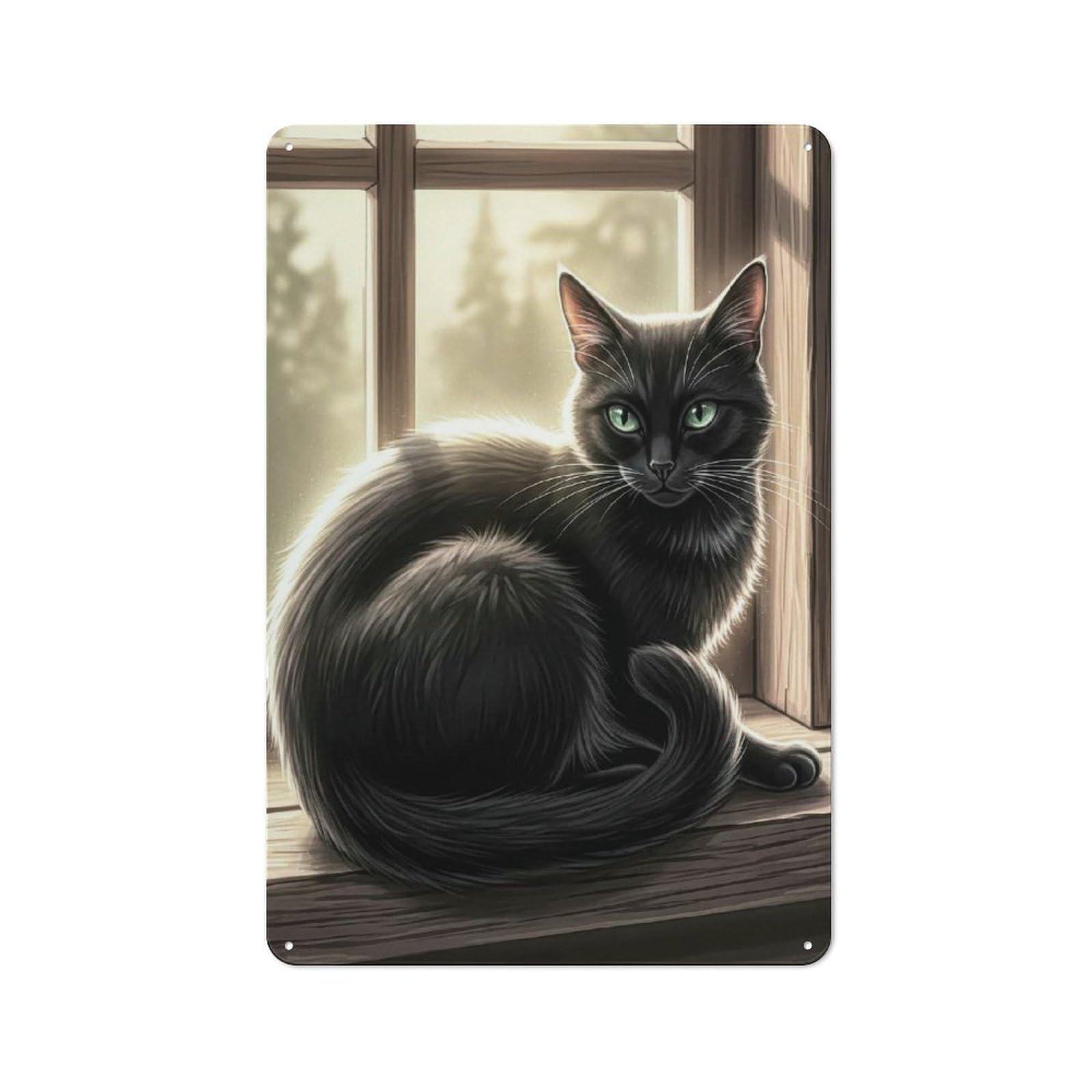 Junmoney Style-21 For Garden Room Or Summerhouse, Emerald Eyes By The Window Retro Metal Sign 30X20cm, For Vintage Wall Decor Fans, For Metal Sign Collectors
