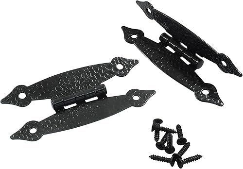 Vista 35 de Murtenze Paquete de 4 bisagras en H antiguas negras de 3.5 pulgadas, bisagras de gabinete de acero laminado en frío, bisagras planas de puerta