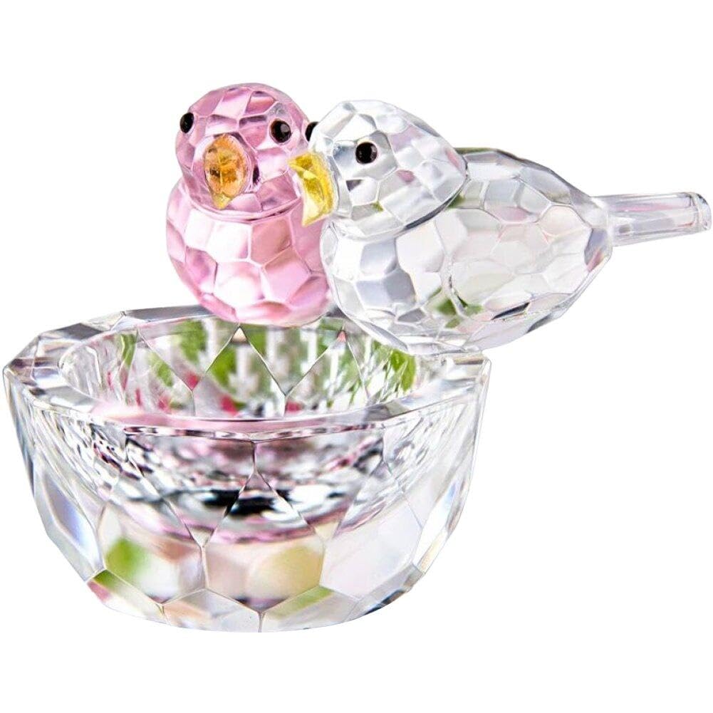 Lpitoy As Shown Crystal Double Birds Figurines Glass Animal Ornament Bird Collection Paperweight Table Centerpiece Ornament
