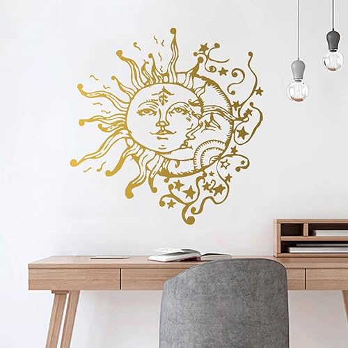 Miniatura 4 de Calcomanías de pared con estrellas y sol, luna, decoración celestial del hogar para cualquier habitación, moderno, bohemio, para dormitorio, murales