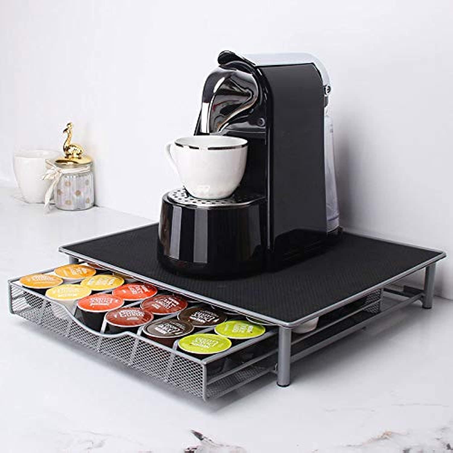 Nothers Coffee Pod Drawer For Nespresso,36 Pack Holder, Storage Organizer And Machine Stand With Microfibre Cleaning Cloths