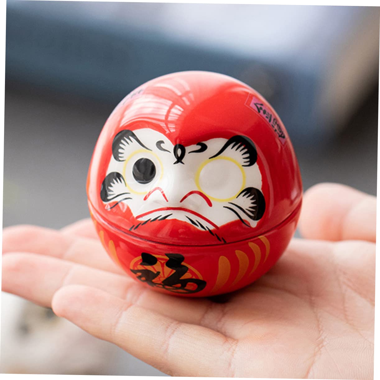 Ciieeo 10 Pièces Oeufs du Dharma Mini Poupées De Fortune Statues De Décoratif Vacillant Décor Chat Maneki Neko Céramique Rouge