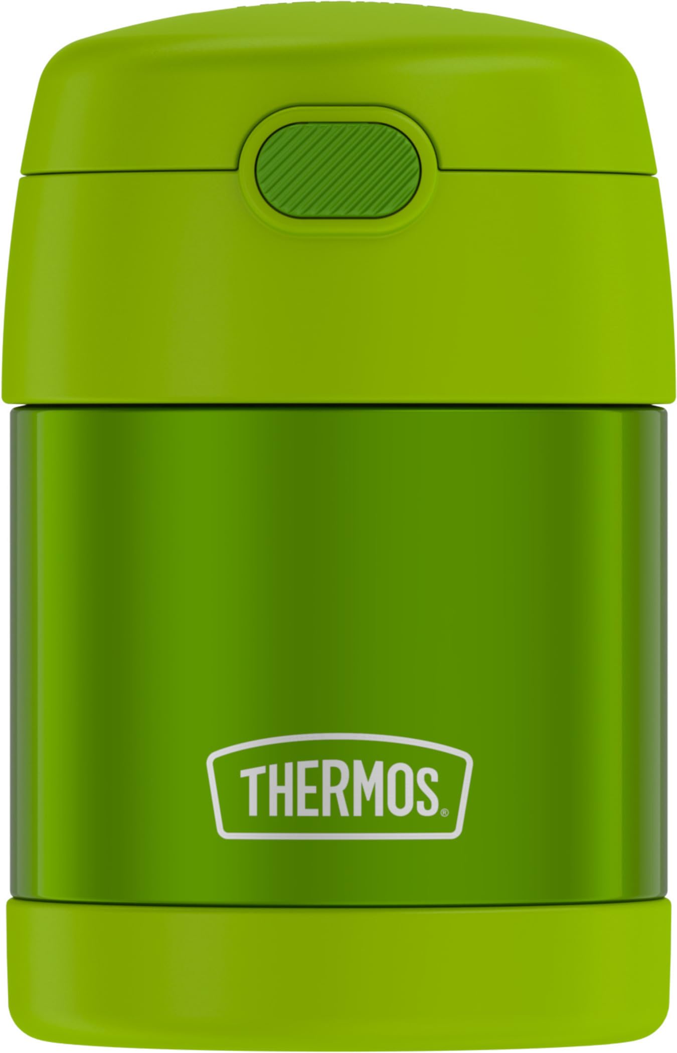 THERMOS FUNTAINER - Tarro de acero inoxidable aislado al vacío para niños con cuchara plegable, 296 cc, color lima