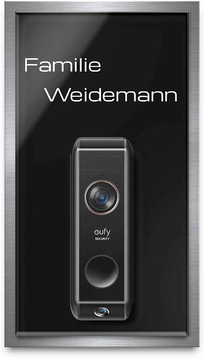 Personalisiertes Klingelschild Aus Edelstahl & Acryl Für Eufy Video Doorbell Dual 2K (S330) – Witterungsbeständig, Made In Germany