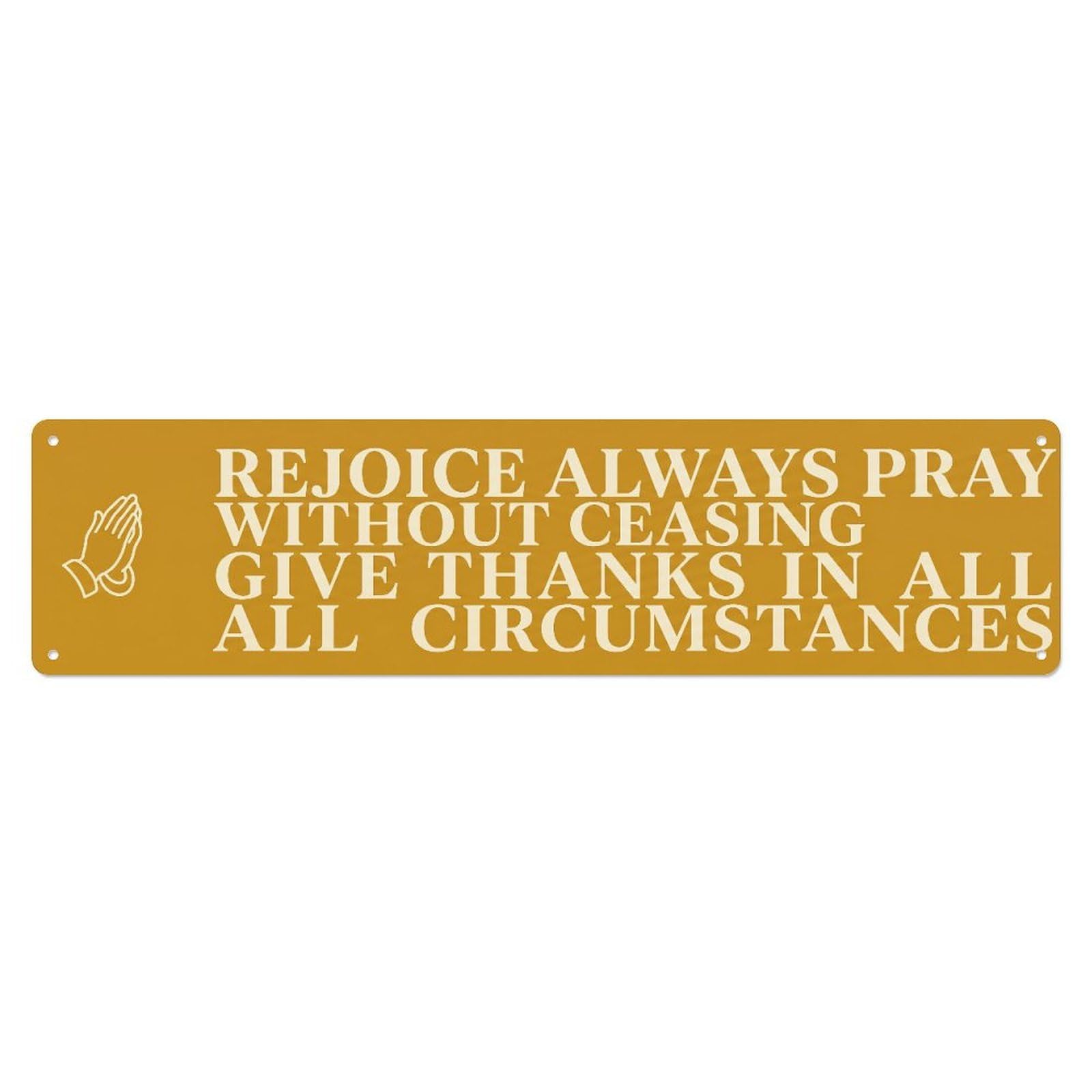 Fyrn Style Rejoice Always Pray Scripture Bible Verse Positive Metal Tin Sign