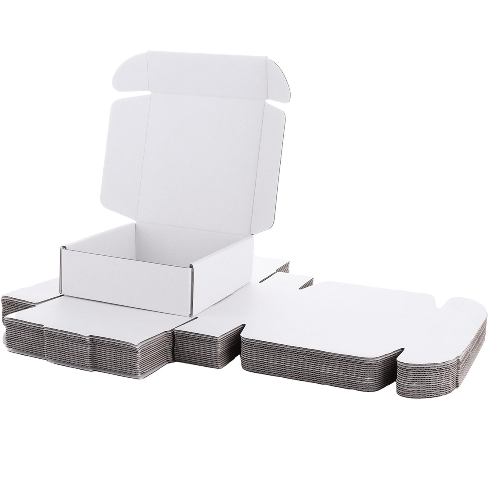 50 Pack Corrugated Cardboard Shipping Boxes, 15x15x5cm Mailing Box Small Parcel Boxes White, Small Cardboard Boxes for Posting, Packaging Business
