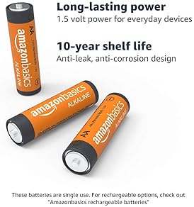 Amazon Basics 48 Pack AA High-Performance Alkaline Batteries, 10-Year Shelf Life, Easy to Open Value Pack
