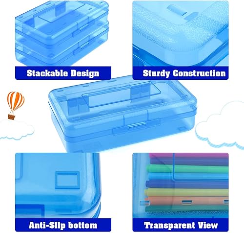 Miniatura 4 de Caja de lápices, estuche transparente de gran capacidad, 1 estuche rígido para lápices, caja de lápices transparente con tapa hermética, diseño